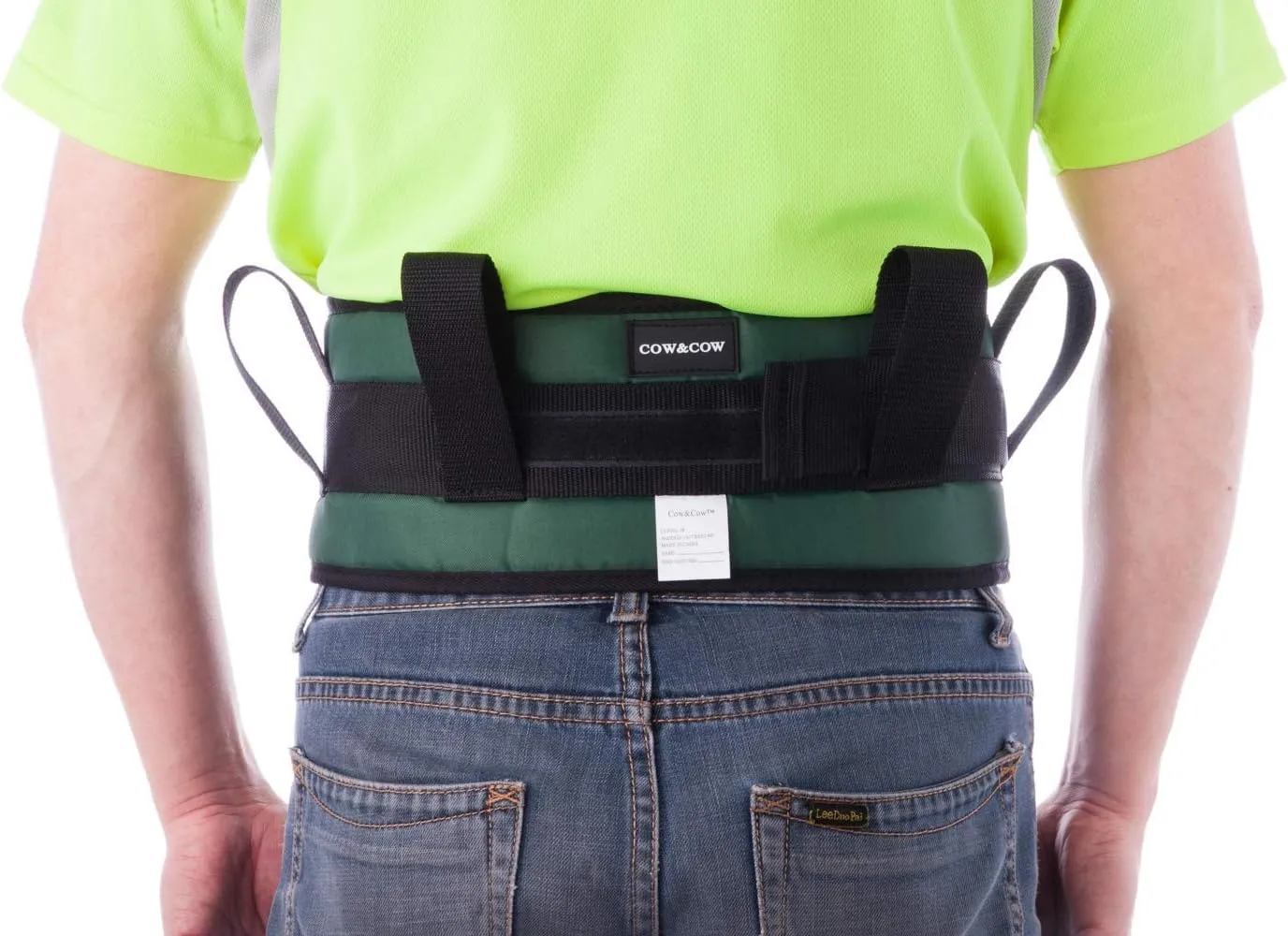 COW&COW Padded Gait Belt with 4 Handles and Quick Release Buckle 5.5 inchs(Black, Large/40inches-60inches)