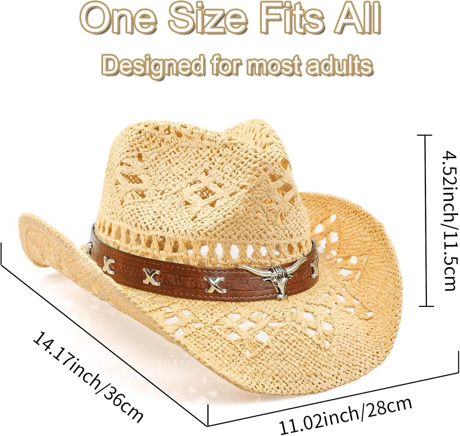 Cowboy Hat,Cowgirl Hat,Cowboy Hats for Women/Mens/Straw Wide with Shapeable Brim Cowboy Hat for Womens/White/Black.