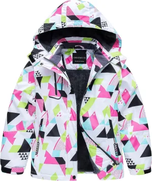 CREATMO US Girl's Waterproof Ski Jacket Warm Winter Snow Coat Windproof Snowboarding Rain Jacket