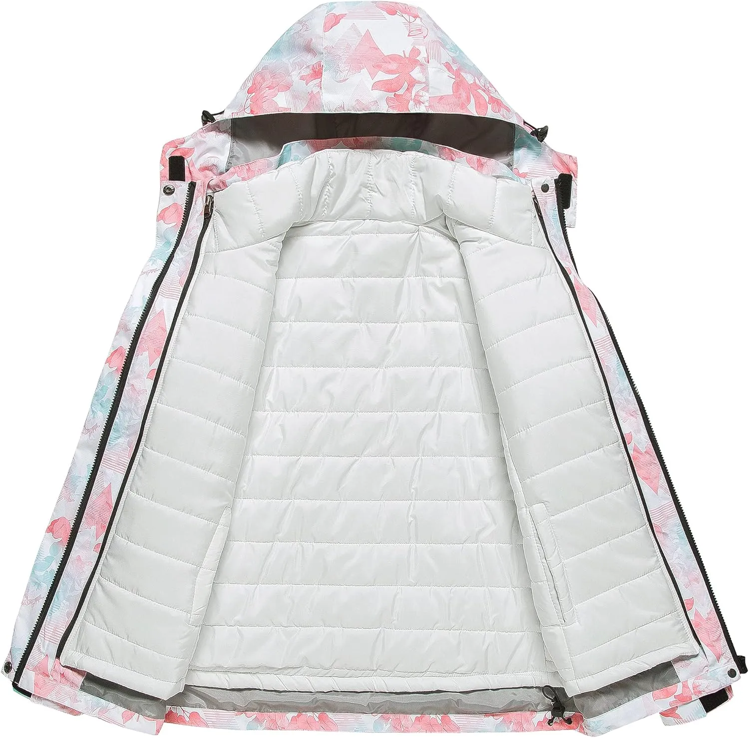 CREATMO US Women's 3 In 1 Waterproof Ski Jacket Windproof Snowboarding Jacket Warm Winter Snow Coat Raincoat