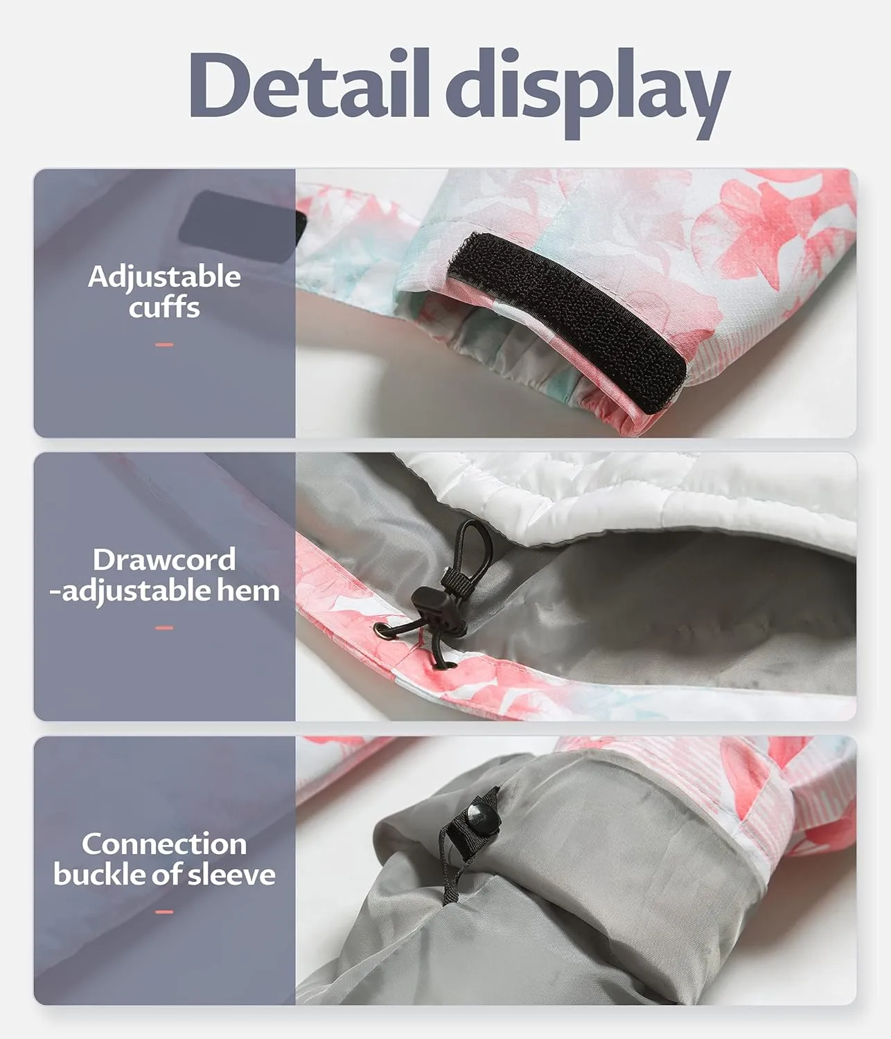 CREATMO US Women's 3 In 1 Waterproof Ski Jacket Windproof Snowboarding Jacket Warm Winter Snow Coat Raincoat