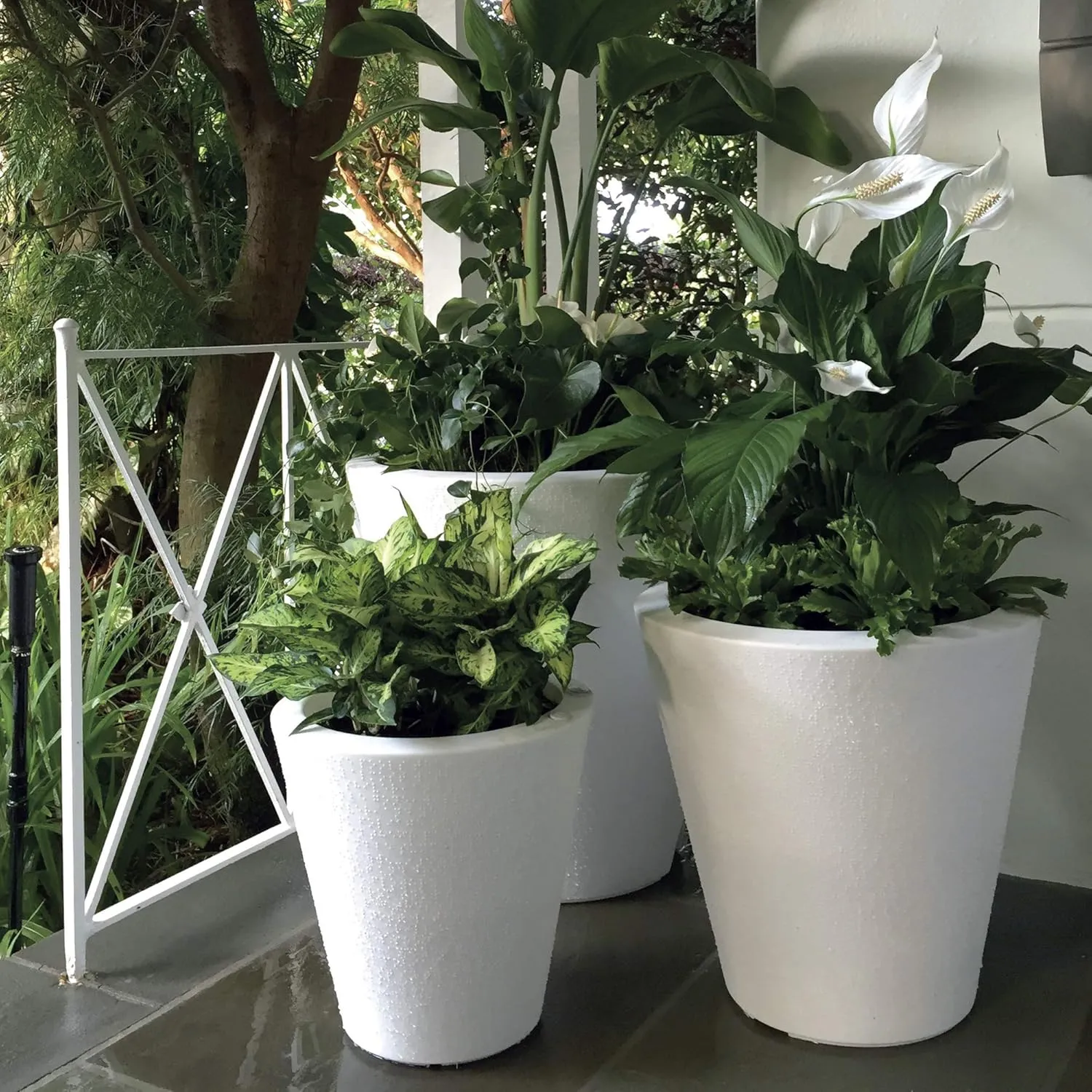 Crescent Garden Dot TruDrop Indoor/Outdoor Planter, Self-Watering Plant Pot, 20 Inches, (Slate)