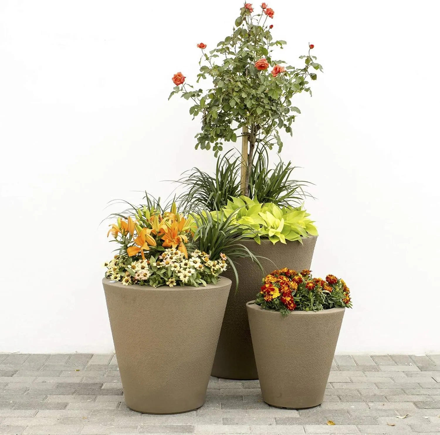 Crescent Garden Dot TruDrop Indoor/Outdoor Planter, Self-Watering Plant Pot, 20 Inches, (Slate)