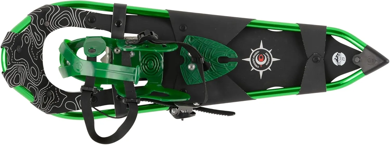 Crescent Moon Womens Backcountry Snowshoes - Leadville 29 (Green): Women's Backcountry Snowshoe with Award Winning Single Loop Pull Binding, Stainless Steel Crampons and Heel Lifts