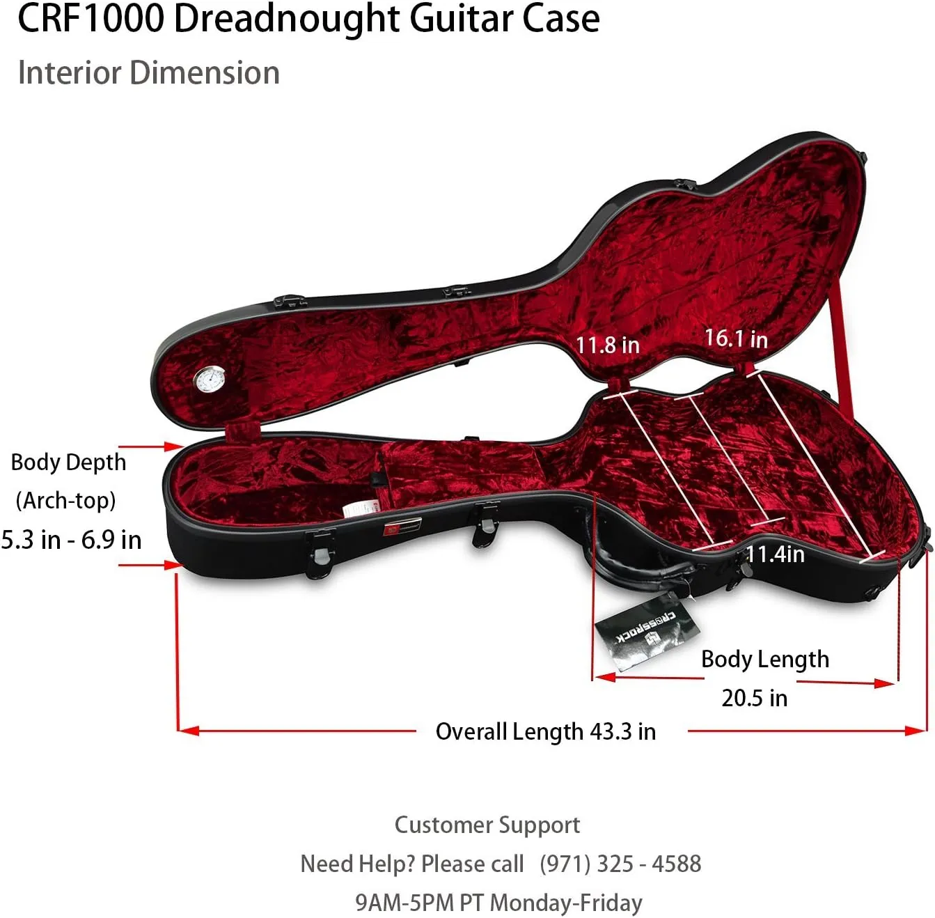 Crossrock CRF1000DNVBL Fiberglass Acoustic Guitar Case Hardshell- Backpack Style for 40"/41" Dreadnought in Navy Blue