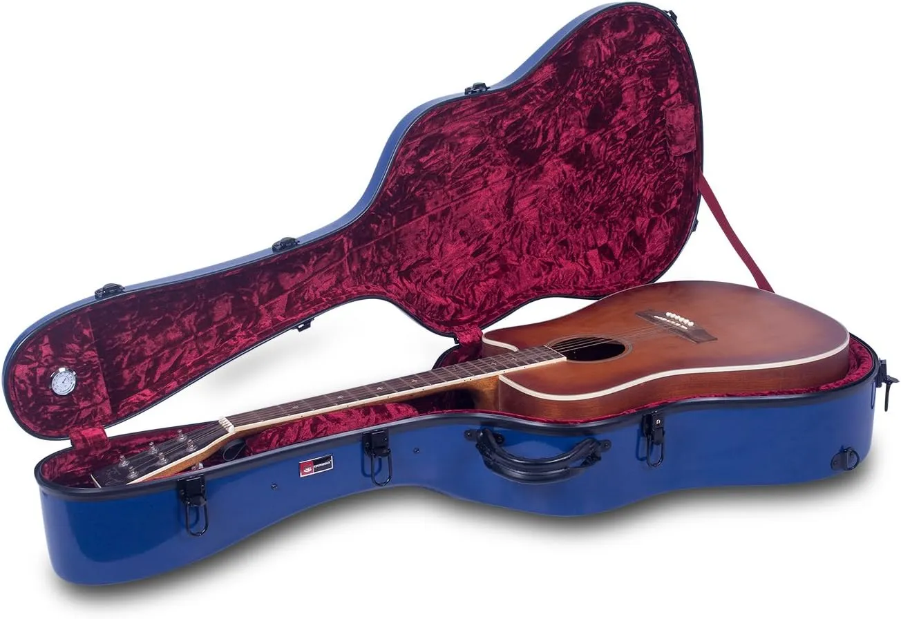 Crossrock CRF1000DNVBL Fiberglass Acoustic Guitar Case Hardshell- Backpack Style for 40"/41" Dreadnought in Navy Blue