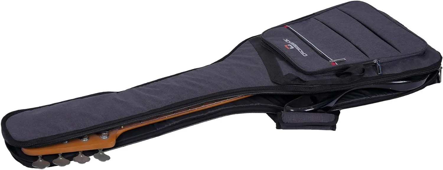 Crossrock CRSG107B Bass Guitar Bag, 10mm Padding, Backpack Available，Dark Grey (CRSG107BGR)