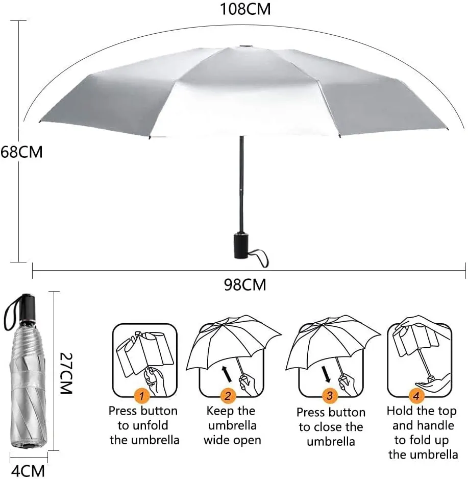 Cuby UV Sun Umbrella Compact Folding Umbrella lightweight Portable Manual Travel Umbrella for Rainproof & 99% UV Protection with Black Anti-UV Coating