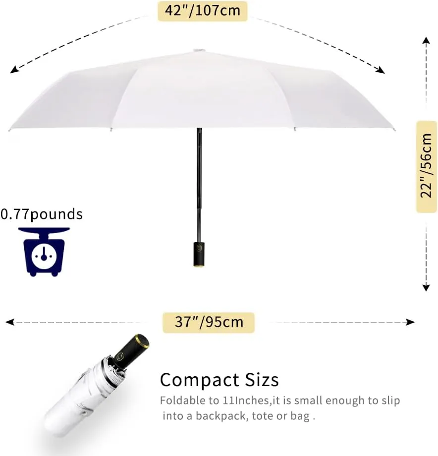 Cuby UV Sun Umbrella Compact Folding Umbrella lightweight Portable Manual Travel Umbrella for Rainproof & 99% UV Protection with Black Anti-UV Coating