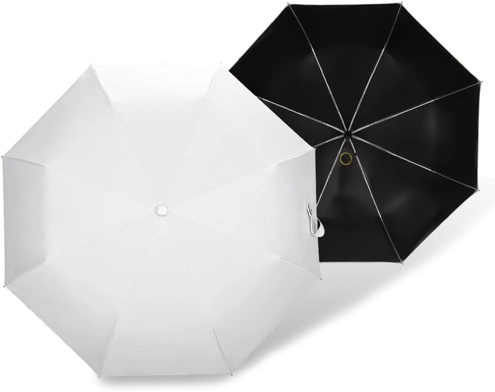 Cuby UV Sun Umbrella Compact Folding Umbrella lightweight Portable Manual Travel Umbrella for Rainproof & 99% UV Protection with Black Anti-UV Coating