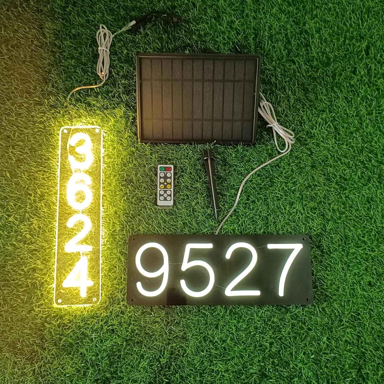 Custom Lighted Address Signs Plugged/Solar House Numbers Vertical Horizontal LED Address Plaque for Home Decor