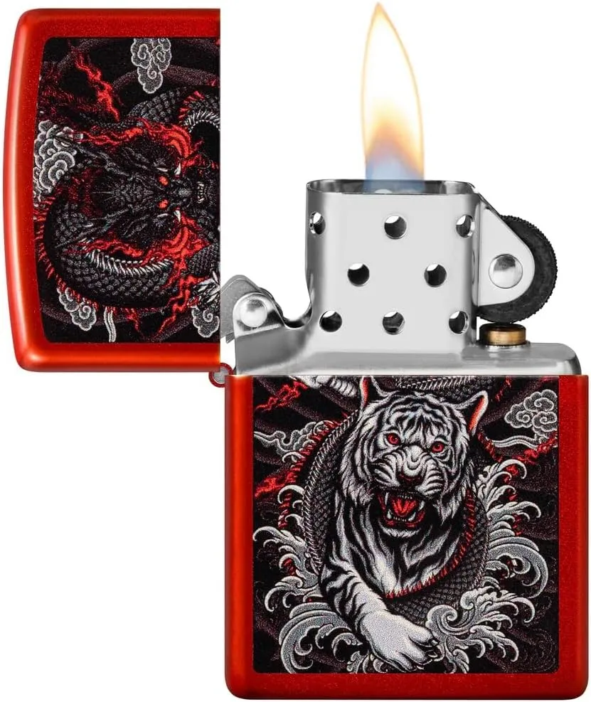 Custom Personalized Classic Dragon Designs Zippo Windproof Lighter Engraving - Christmas, Halloween & Valentines Day Gift (Red)