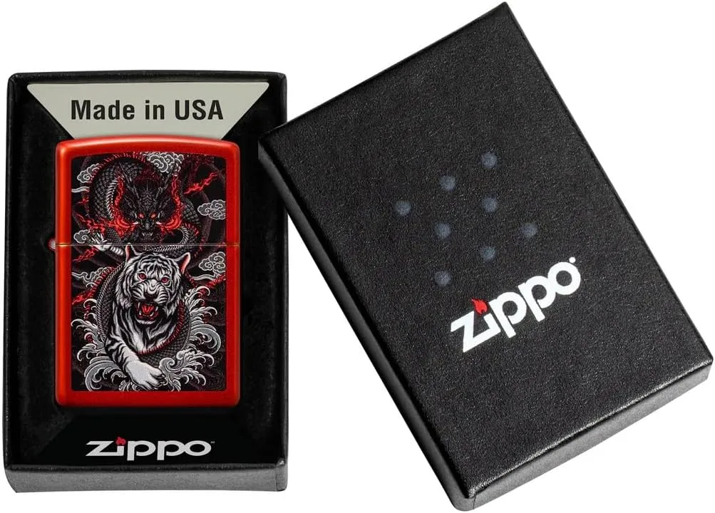 Custom Personalized Classic Dragon Designs Zippo Windproof Lighter Engraving - Christmas, Halloween & Valentines Day Gift (Red)