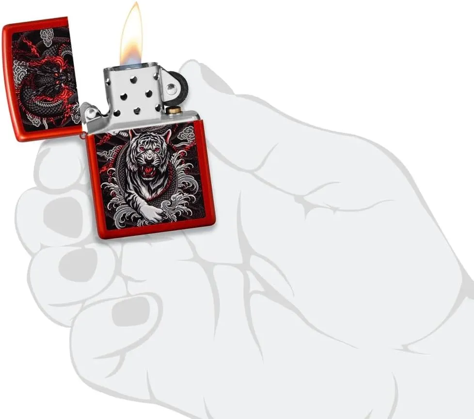 Custom Personalized Classic Dragon Designs Zippo Windproof Lighter Engraving - Christmas, Halloween & Valentines Day Gift (Red)
