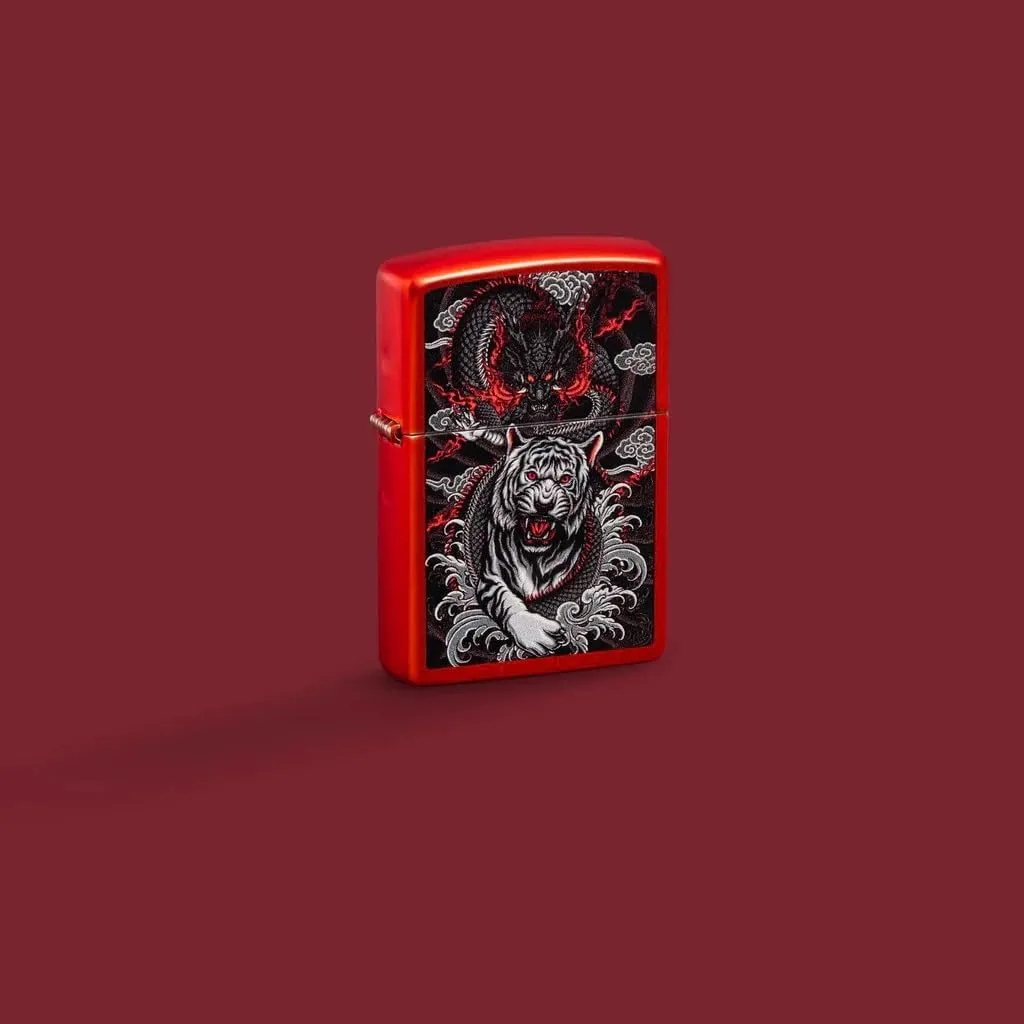 Custom Personalized Classic Dragon Designs Zippo Windproof Lighter Engraving - Christmas, Halloween & Valentines Day Gift (Red)