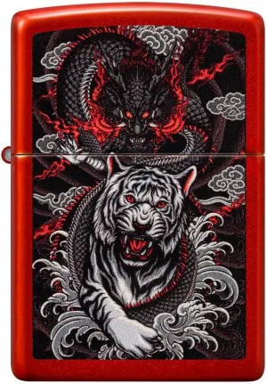 Custom Personalized Classic Dragon Designs Zippo Windproof Lighter Engraving - Christmas, Halloween & Valentines Day Gift (Red)