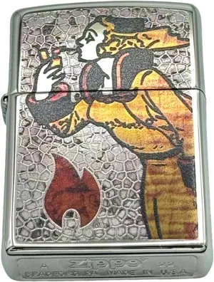 Custom Personalized Zippo Classic Windy Girl Windproof Oil Lighters - Engraving - Christmas, Halloween & Valentines Day Gift (Silver Fusion)