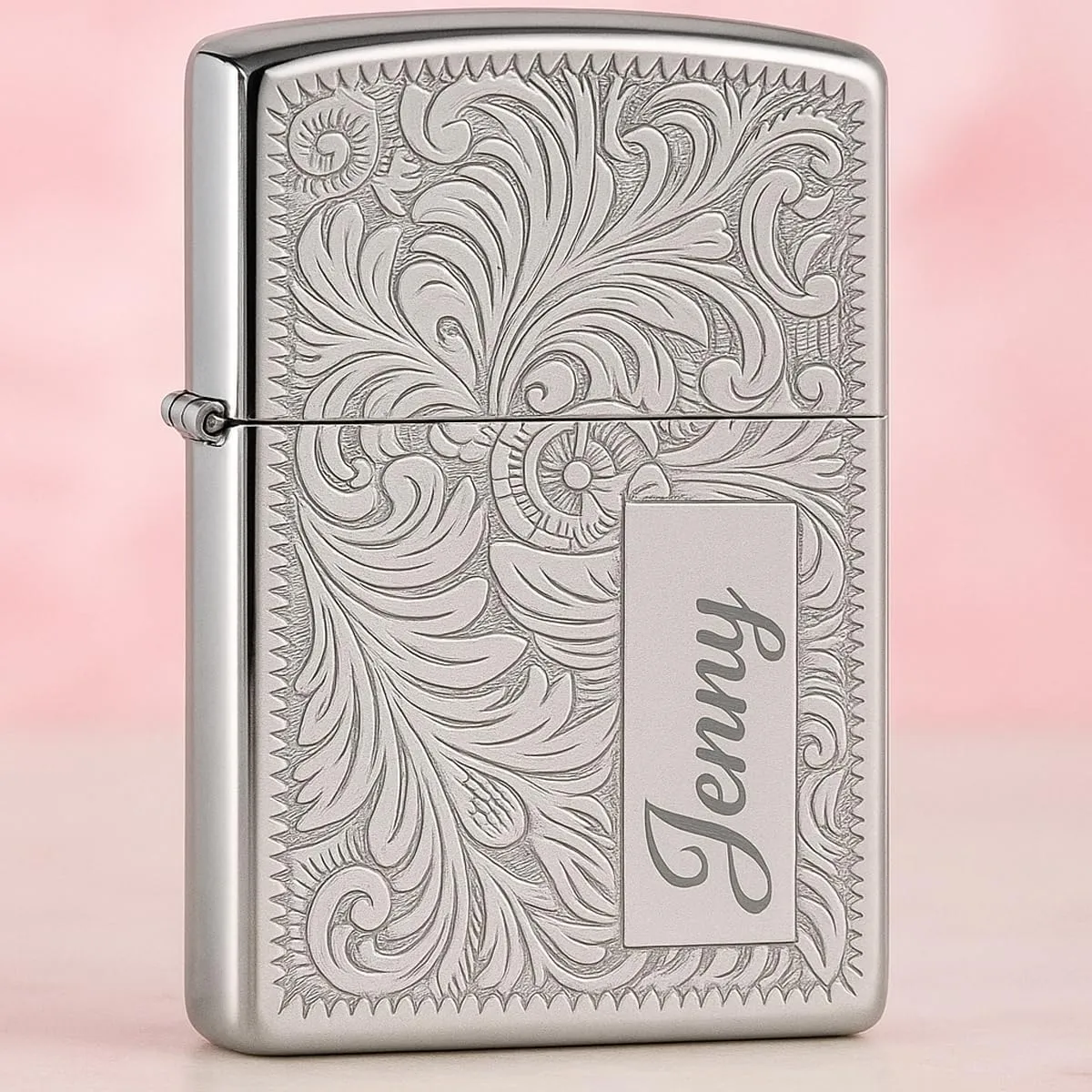 Custom Personalized ZIPPO Lighter Venetian - Free Engraving - Christmas, Halloween & Valentines Day Gift (Silver-352)