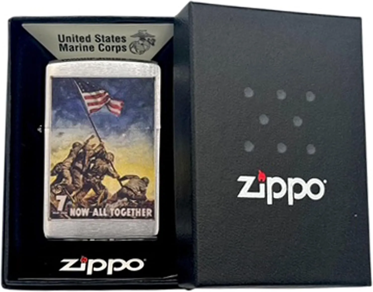 Custom Personalized Zippo U.S. Marine Corps Classic Windproof lighters - Free Engraving - Christmas, Halloween & Valentines Day Gift (Fl Silver)