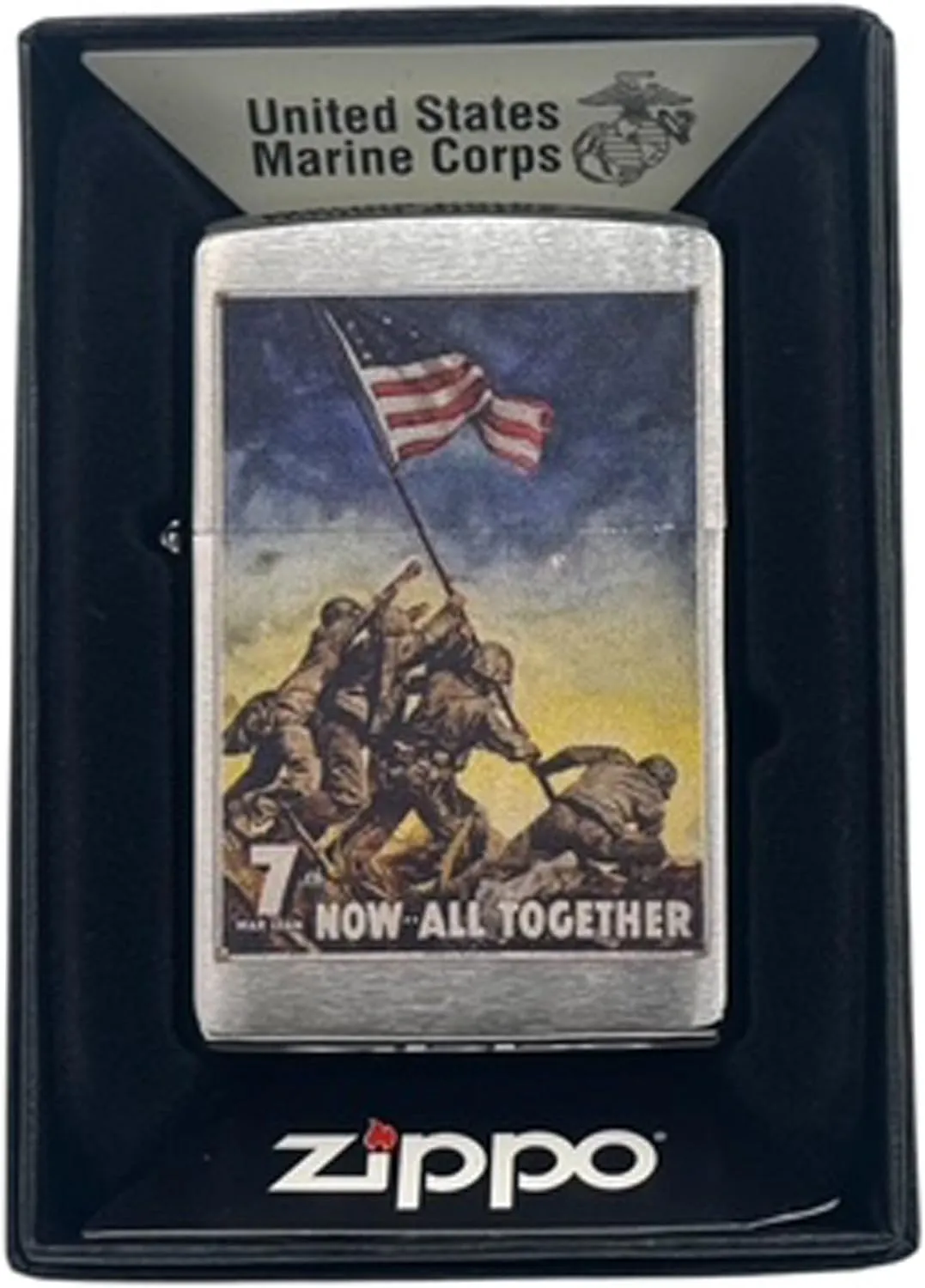 Custom Personalized Zippo U.S. Marine Corps Classic Windproof lighters - Free Engraving - Christmas, Halloween & Valentines Day Gift (Fl Silver)