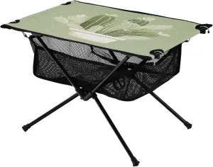 Cute Cactus Green Portable Folding Camping Table, Compact Lightweight Beach Table with Carrying Bag for Outdoor Picnics, BBQs, Camp