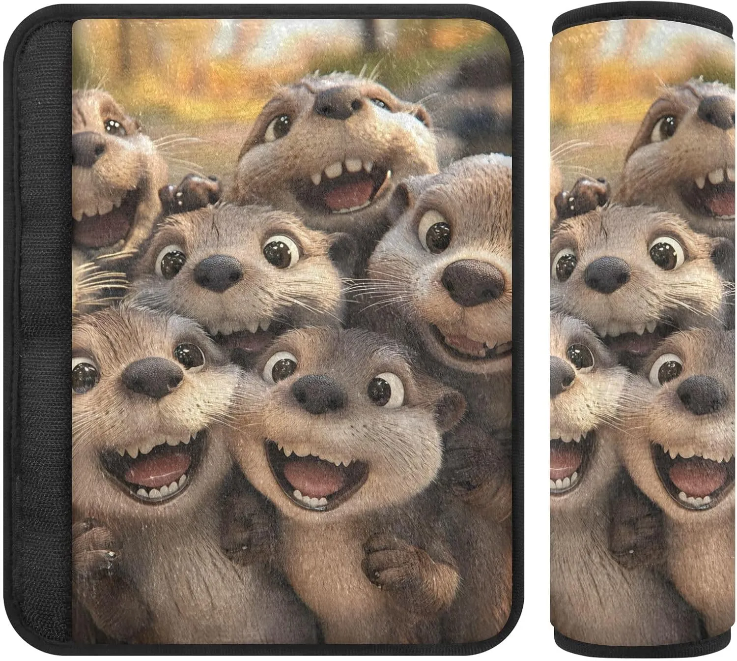 Cute Otters Taking Selfie Seat Belt Cover Strap Pad Shoulder Bag