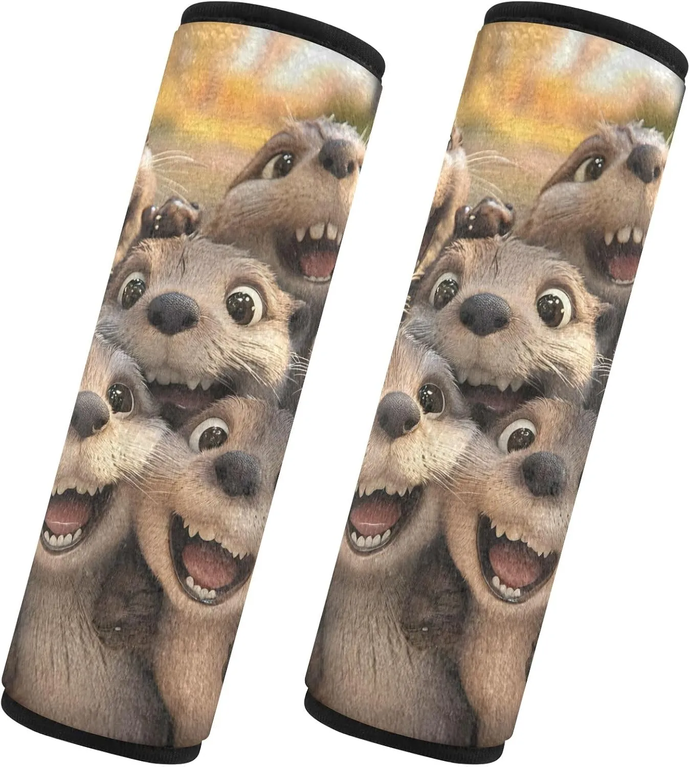 Cute Otters Taking Selfie Seat Belt Cover Strap Pad Shoulder Bag