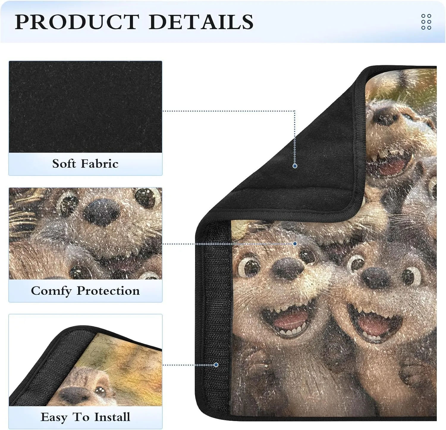 Cute Otters Taking Selfie Seat Belt Cover Strap Pad Shoulder Bag