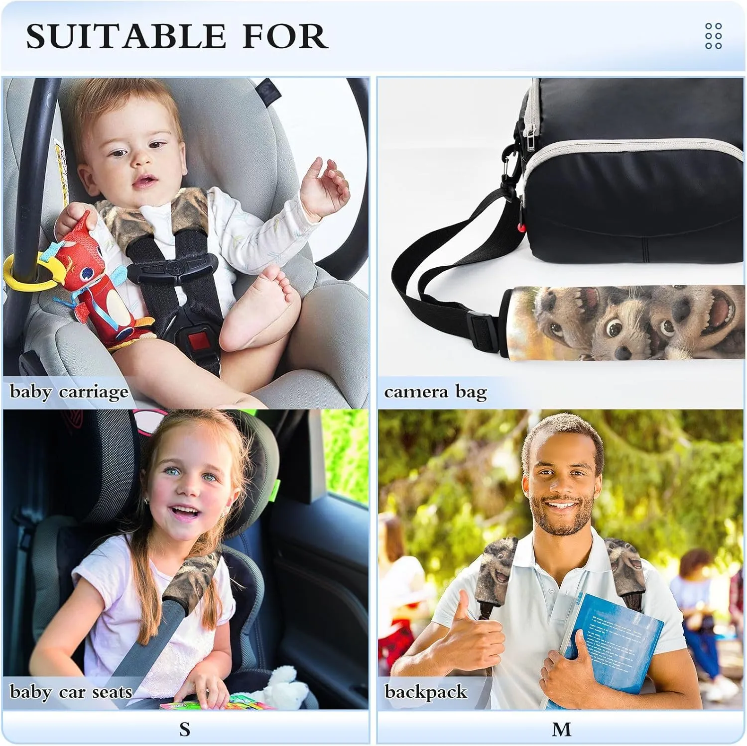 Cute Otters Taking Selfie Seat Belt Cover Strap Pad Shoulder Bag