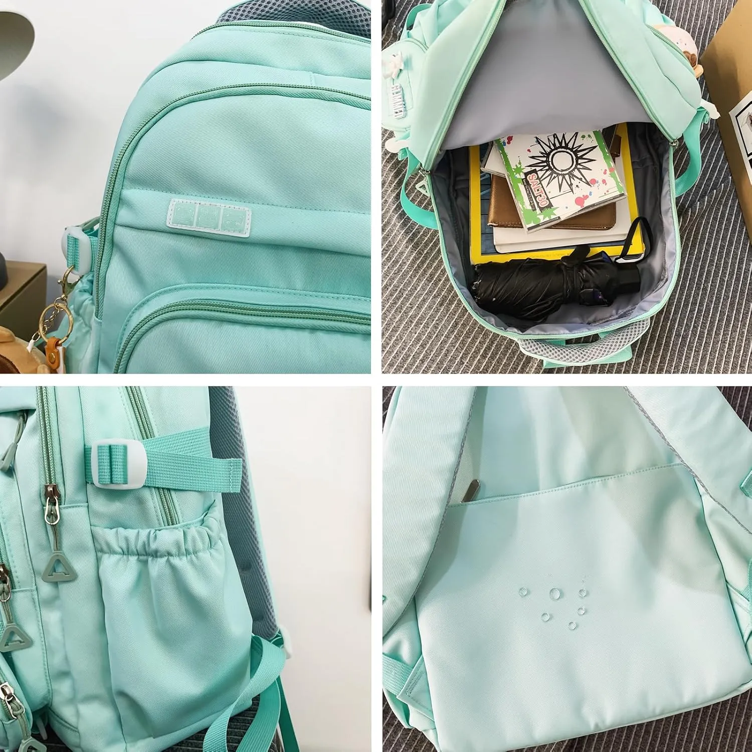 Cute School Backpack for Teen Girls Backpack for School Aesthetic College Backpack for Kids Students Large Travel Laptop Capacity Casual Daypacks Solid Color(Blue)