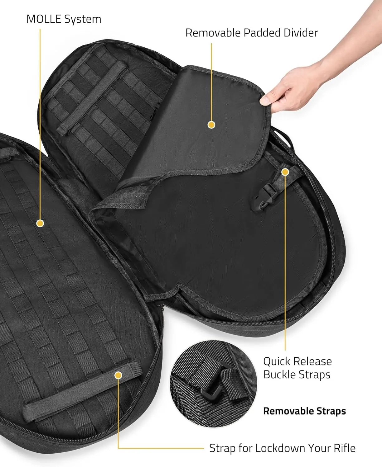 CVLIFE 30'' Soft Rifle Case, Tactical Rifle Bag Sling Backpack Bag with Padded Shoulder Strap and Lockable Zippers, Molle System for Hunting and Shooting