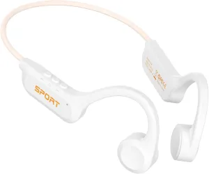 CXK Bone Conduction Headphones, Open Ear Earbuds Bluetooth 5.3, Bone Conduction Earbuds 8H Playtimes Sports Earphones with Mic, IPX6 Waterproof Headphones for Hiking, White