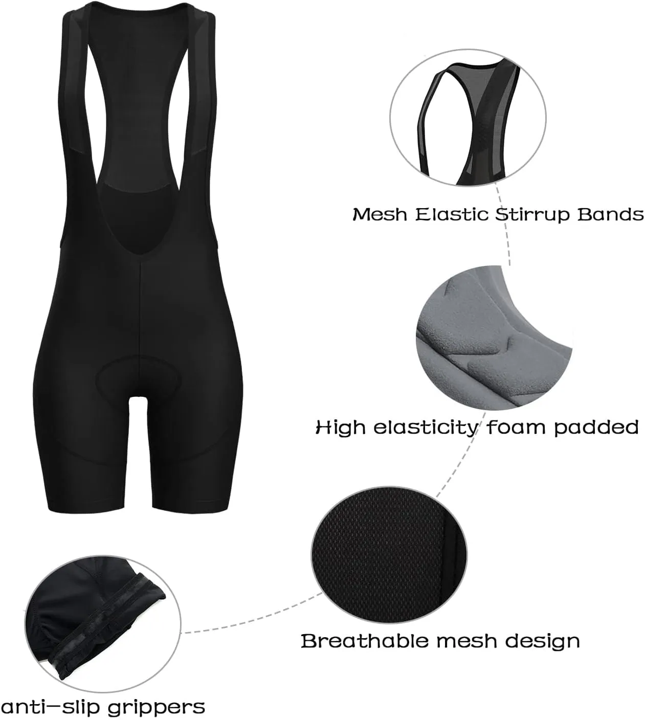 Cycling Bibs Women Padded Bike Shorts Womens Bicycle Shorts with Padding 4D Biking Pants with Mesh Pockets