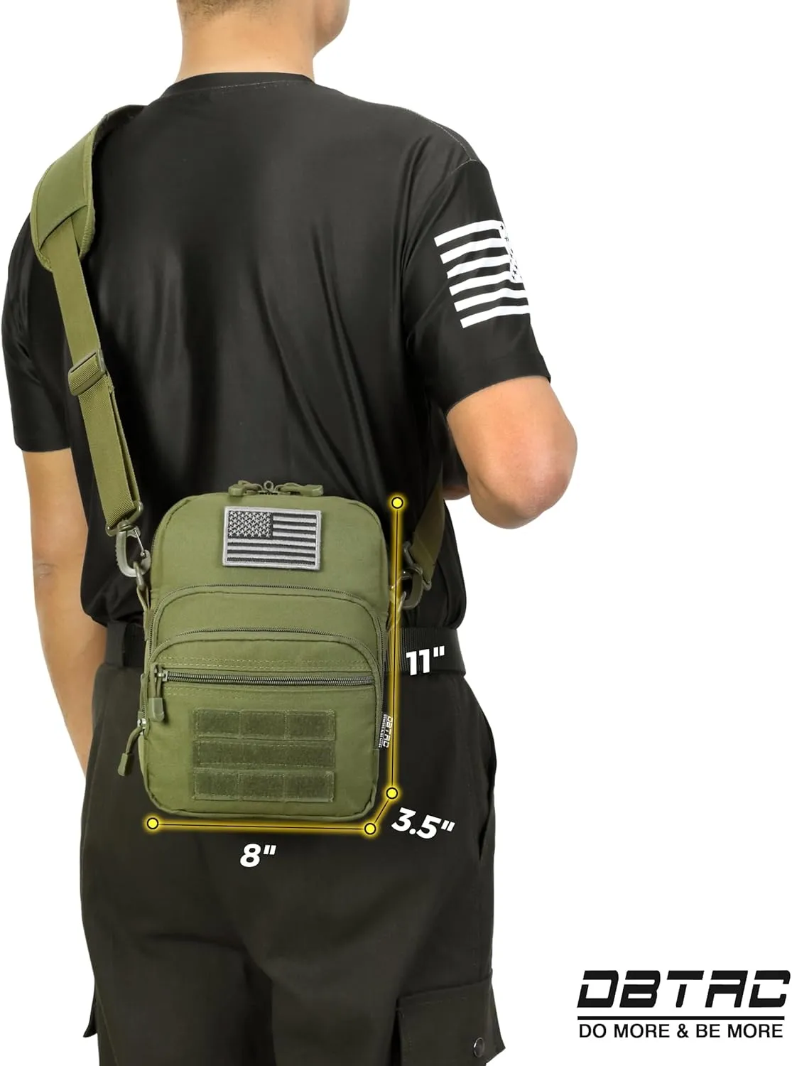 DBTAC Compact Gun Pouch w/Shoulder Strap | 3L CCW Crossbody Travel Bag Tactical Shoulder Bag w/Gun Holder, OD Green