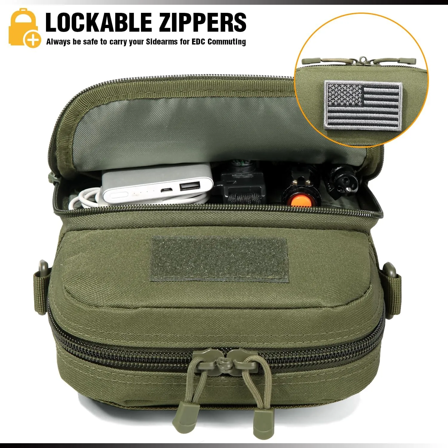 DBTAC Compact Gun Pouch w/Shoulder Strap | 3L CCW Crossbody Travel Bag Tactical Shoulder Bag w/Gun Holder, OD Green