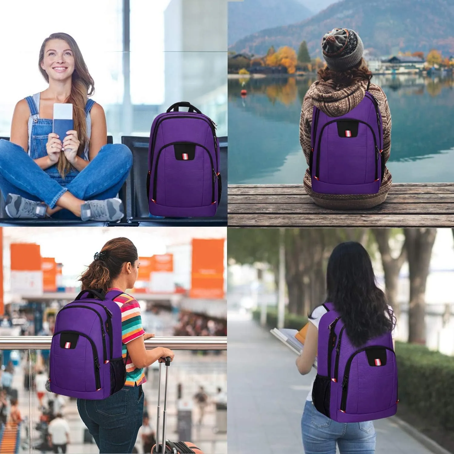Della Gao Travel Laptop Backpack, Anti Theft Backpack for Men and Women with USB Charging Port Business Computer Backpack Bag (Purple, 15.6 Inch)