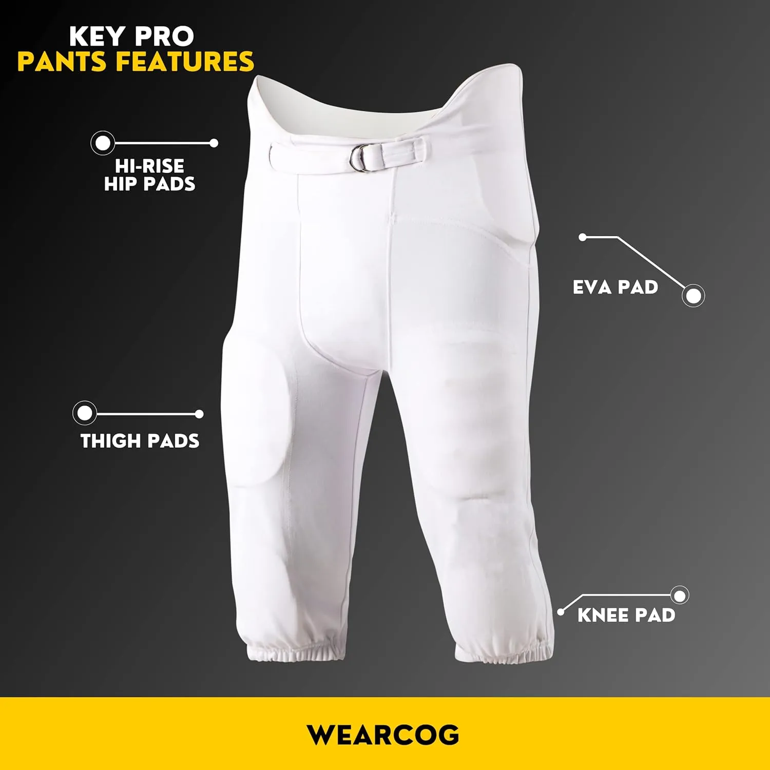 Deluxe Integrated Football Pants | 7 Padded Double Knit Practice Football Pants with Built-in Pads