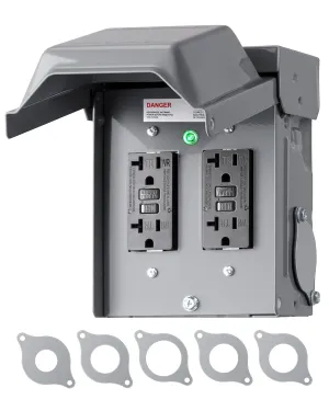 DEWENWILS Outdoor Electrical Outlet Box, Dual 20 AMP WRTR GFCI Receptacles with Rainproof 3R Enclosure, Waterproof GFCI Outlet Box with Cover for Garden, Outdoor Lights, ETL Listed