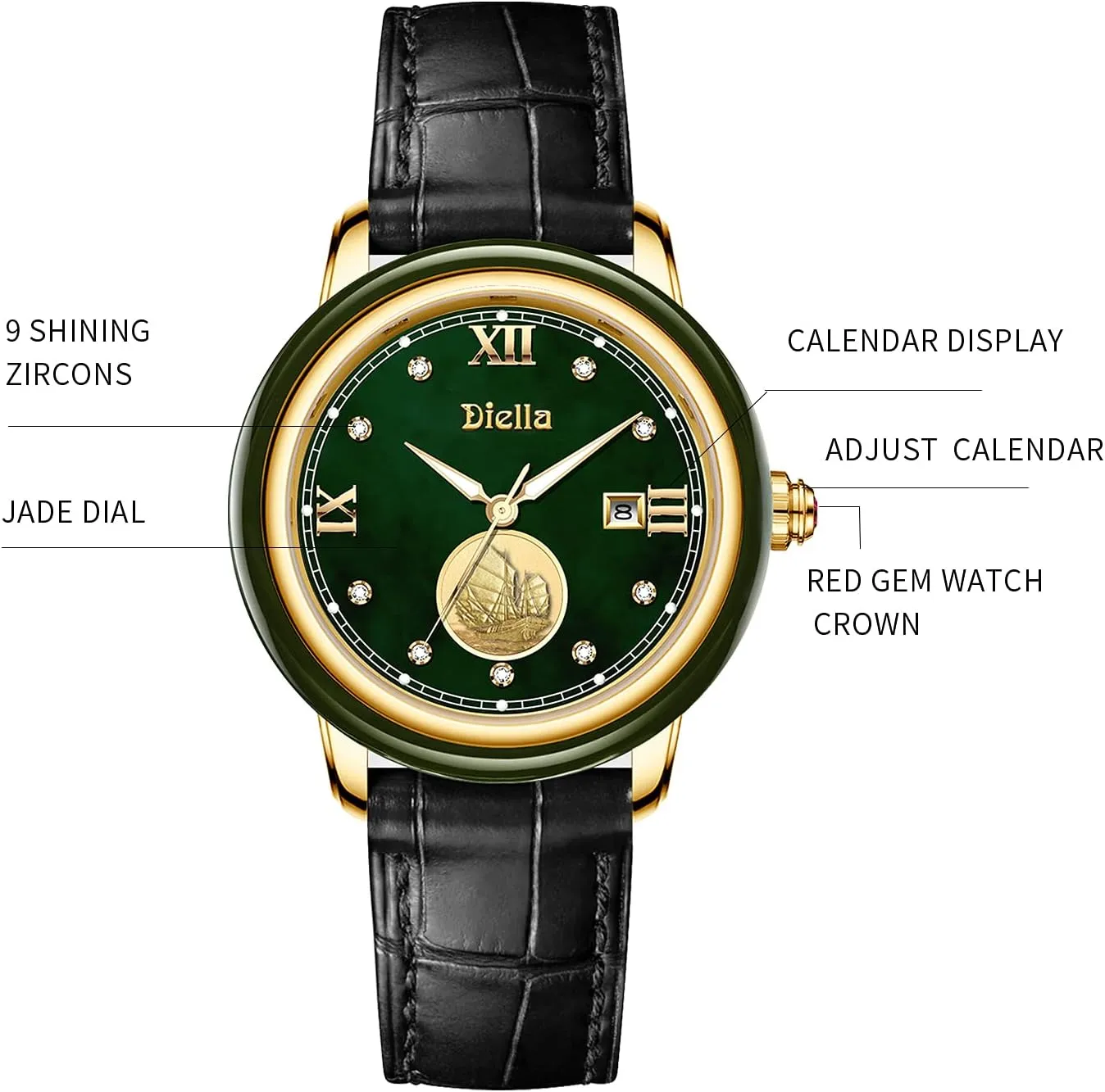 Diella Luxury Watches for Men and Women with Japanese Quartz Movement,Date Luminous, Waterproof