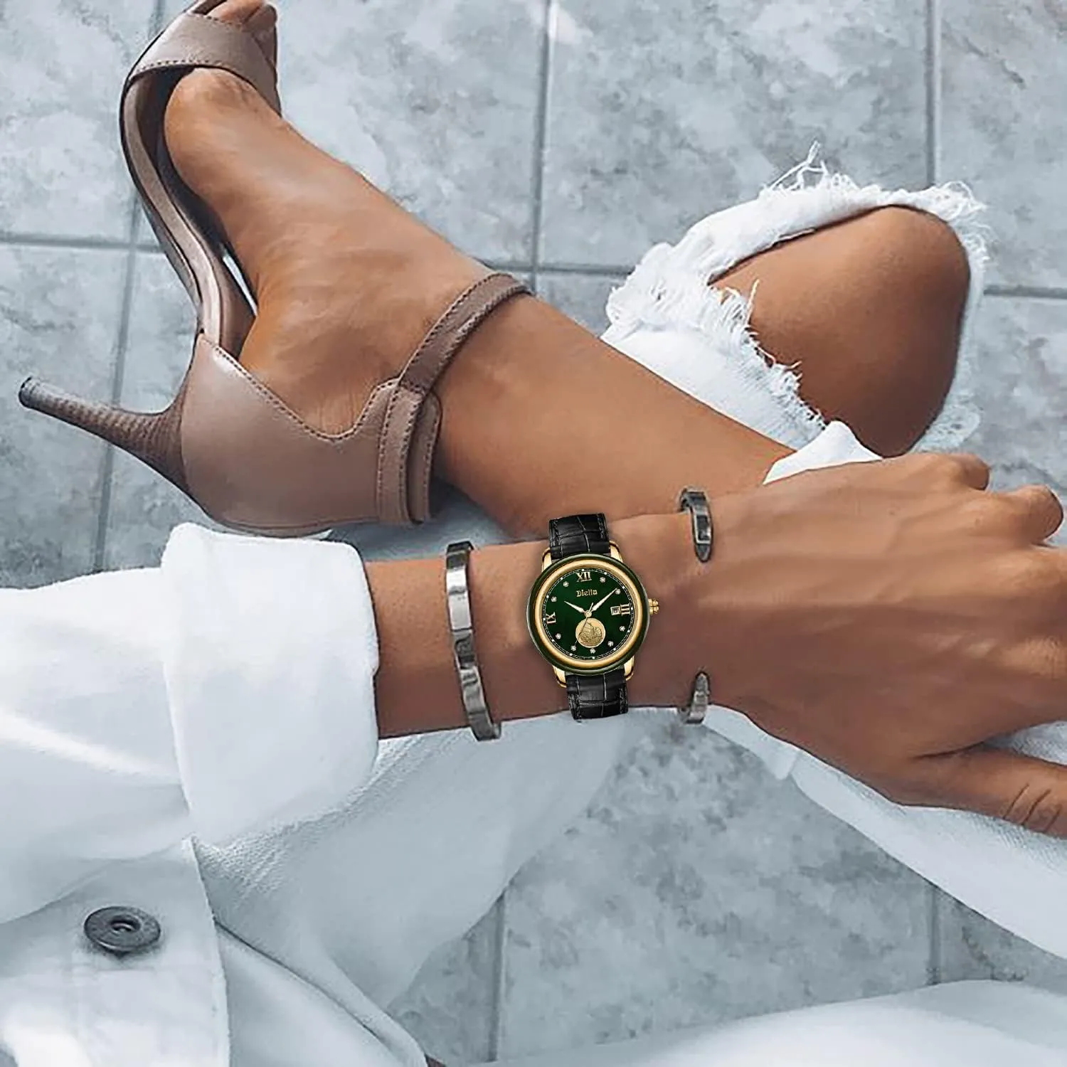 Diella Luxury Watches for Men and Women with Japanese Quartz Movement,Date Luminous, Waterproof