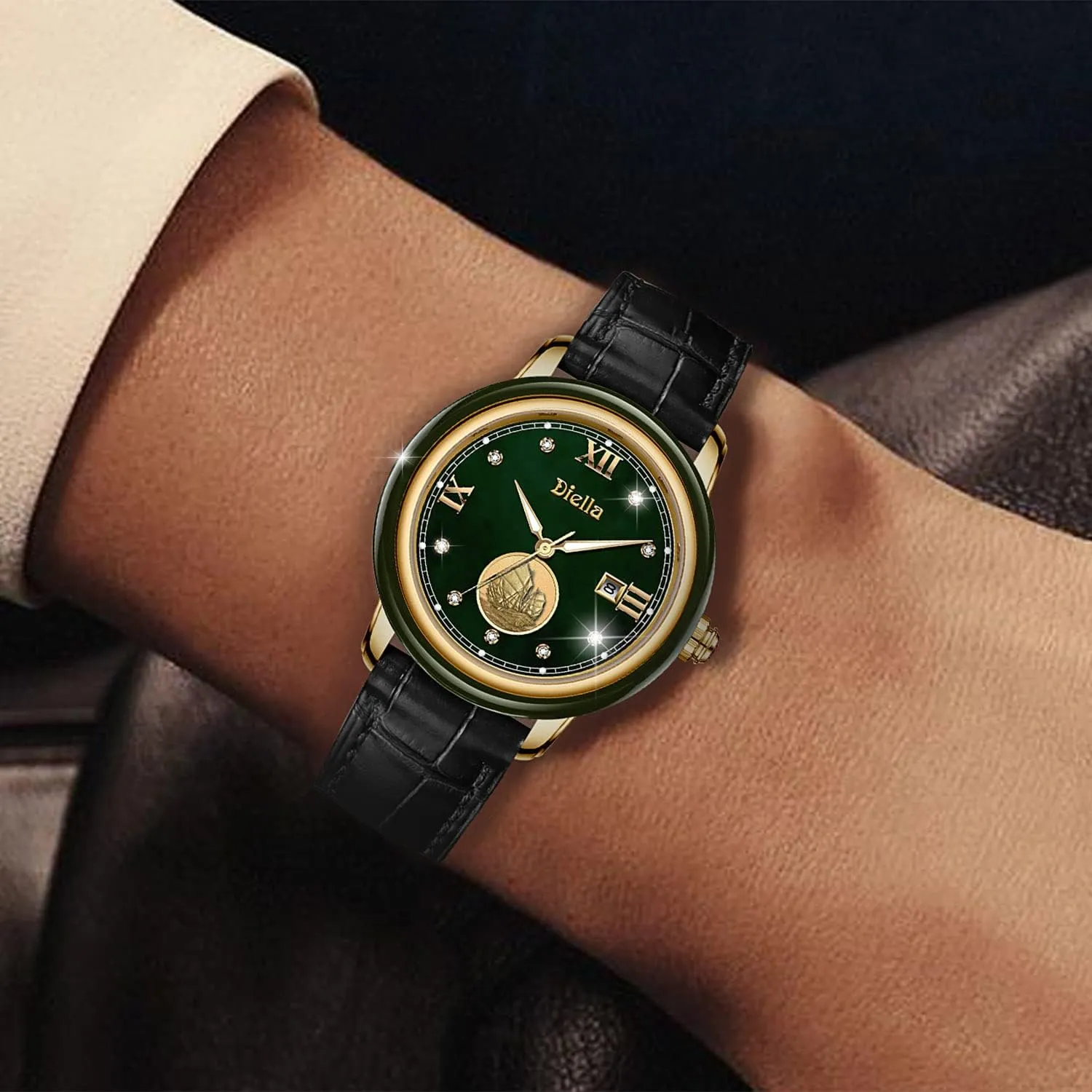 Diella Luxury Watches for Men and Women with Japanese Quartz Movement,Date Luminous, Waterproof