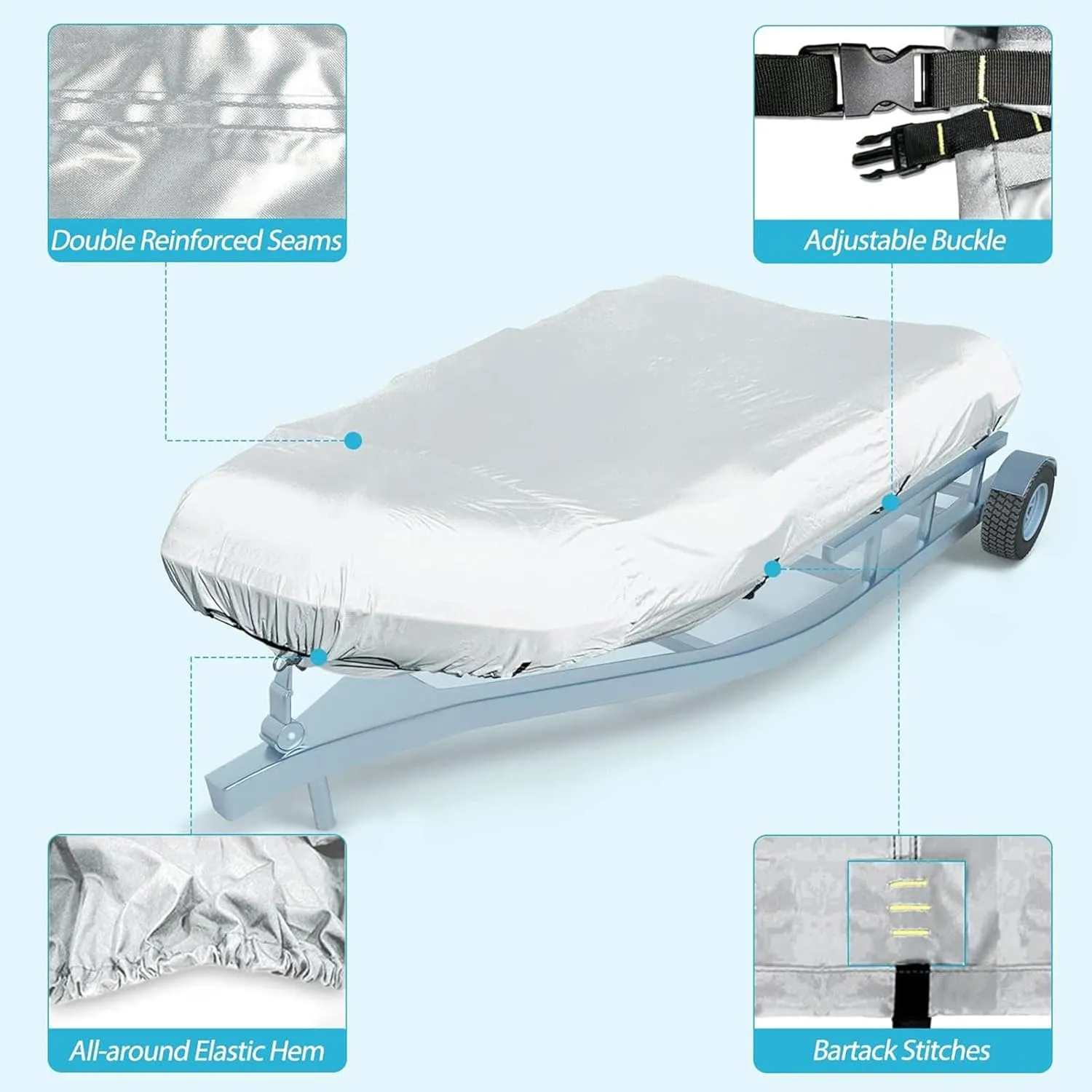 Dinghy Covers 7 Sizes Boats Covers UV Resistant Dinghy Covers for Small Inflatable and Rigid Inflatable Boats,520 * 210 * 46cm