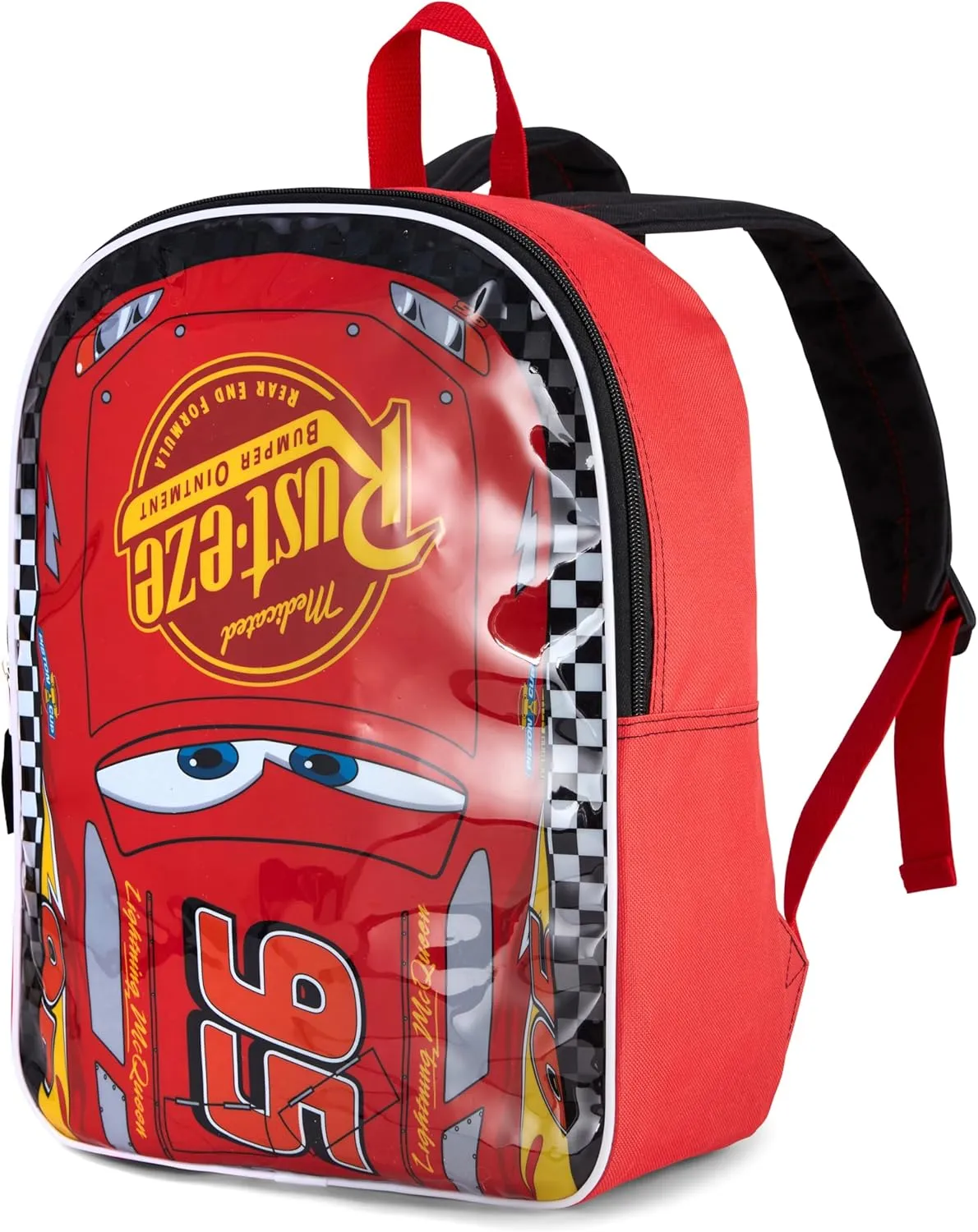 Disney Cars Backpack for Kids 15” | Cars Bookbag for Boys | Padded Straps & Large Zip Compartment | Lightning McQueen Backpack Cars Back to School Supplies