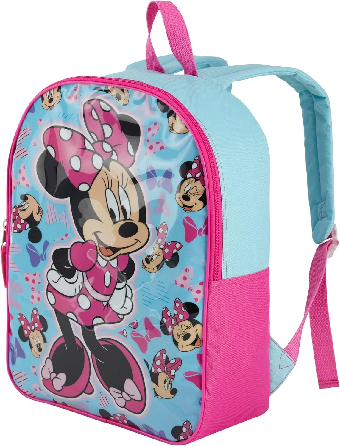 Disney Minnie Mouse Backpack for Kids 15” | Cute Minnie Mouse Bookbag for Girls | Padded Straps & Large Zip Compartment | Minnie Mouse Back to School Supplies