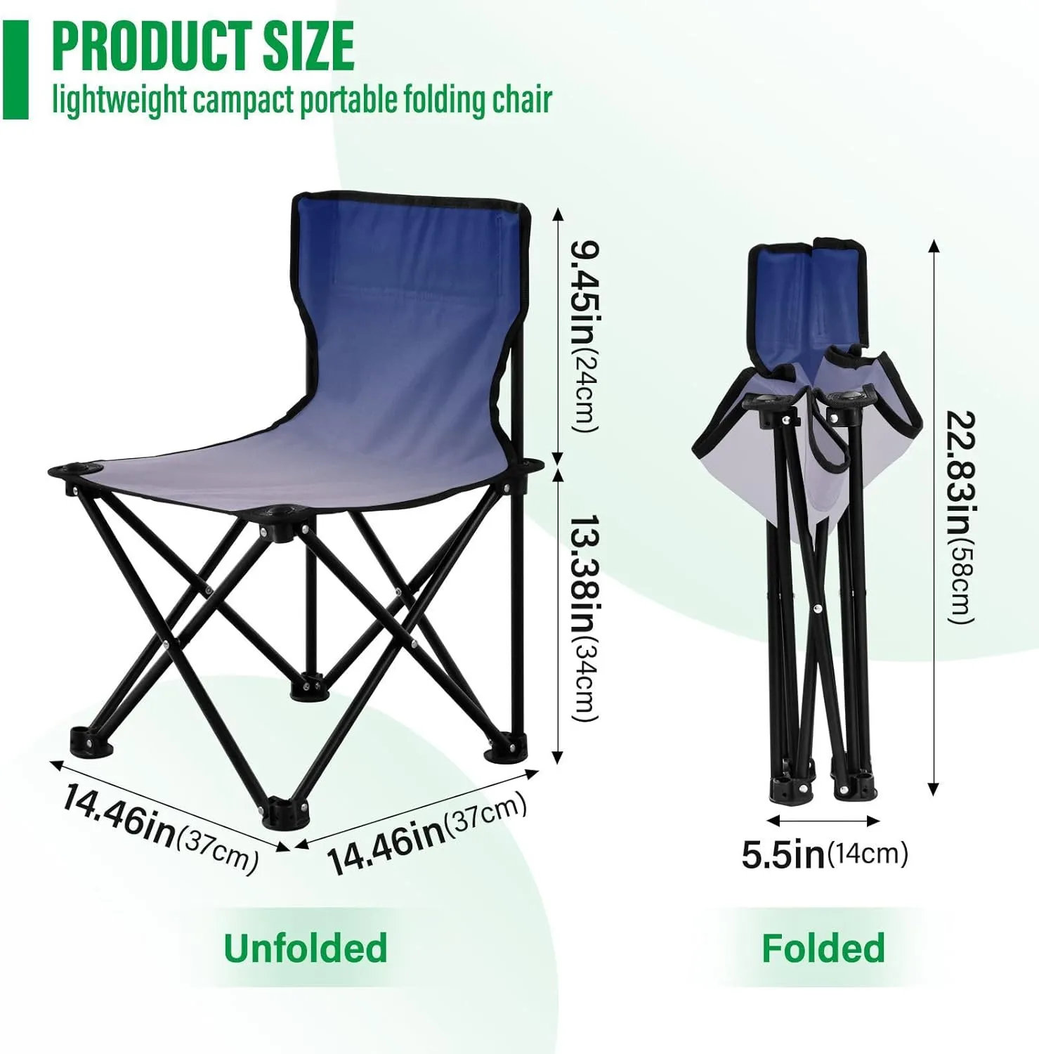 DOMIKING Dark Blue Purple Gradient Kids' Portable Camping Chairs for Outdoor Lawn Chairs with Carry Bag Folding Chair for Beach Events Garden