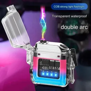 Double Arc Lighter, Outdoor Windproof Lighter, Sealed Waterproof Lighter, Cool Lighters for Men and Women(Purple)
