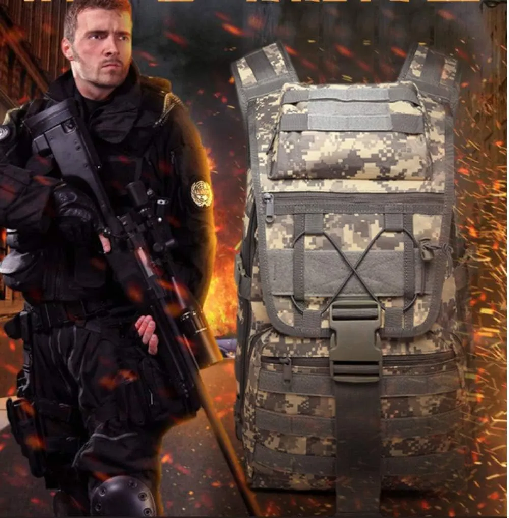 Double Shoulder Backpack Outdoor Double Shoulder Backpack Swordfish Bag Camouflage Tactics Men and Women Leisure, green