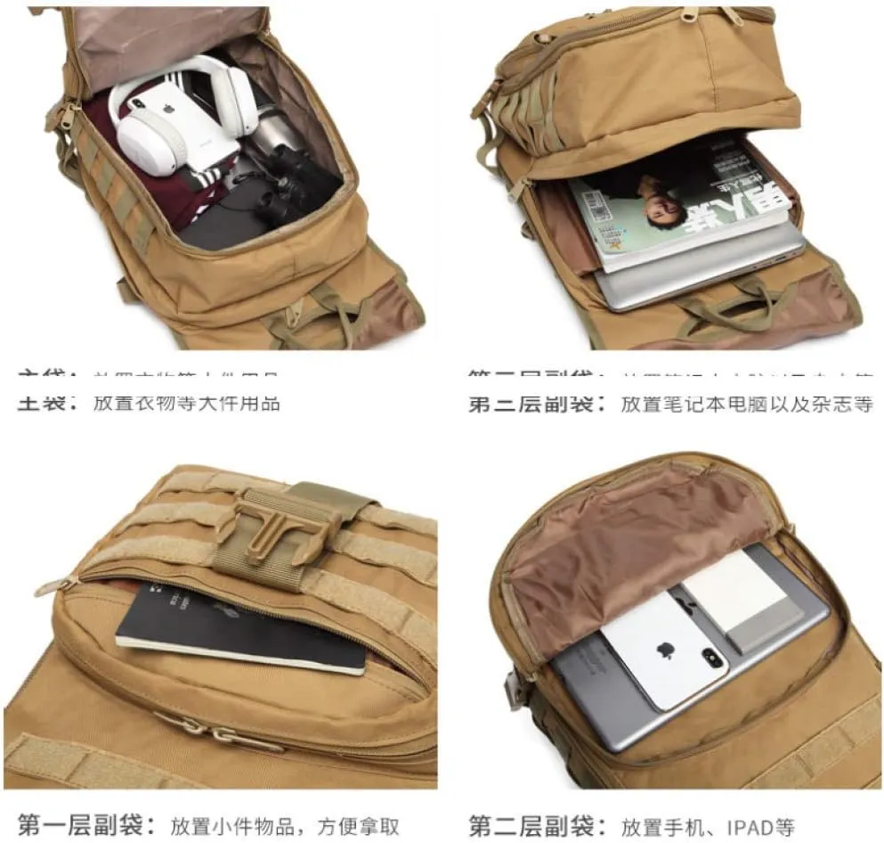 Double Shoulder Backpack Outdoor Double Shoulder Backpack Swordfish Bag Camouflage Tactics Men and Women Leisure, green