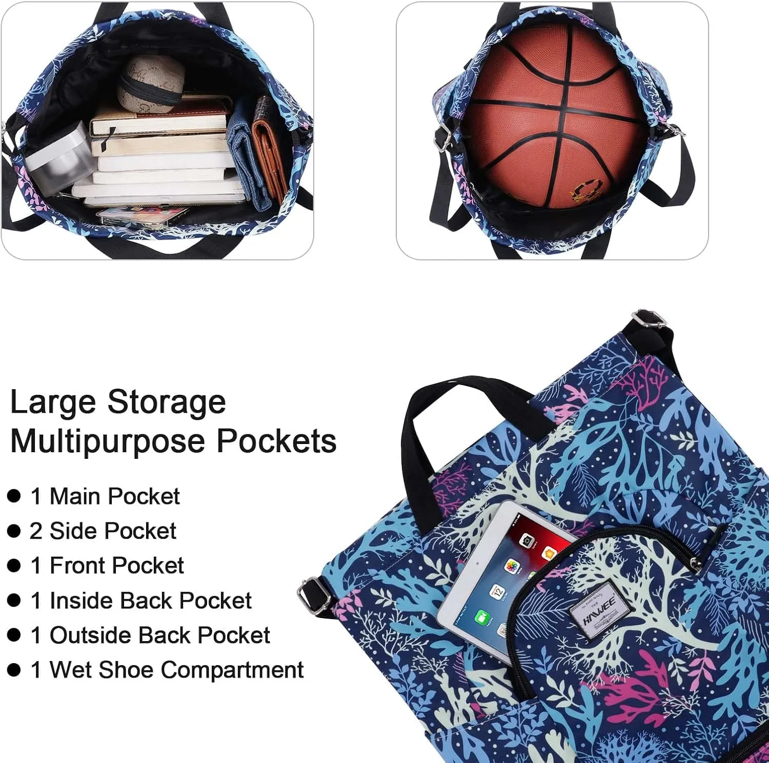 Dry Wet Drawstring Backpack with Shoe Compartment for Women Adjustable Gym Bag