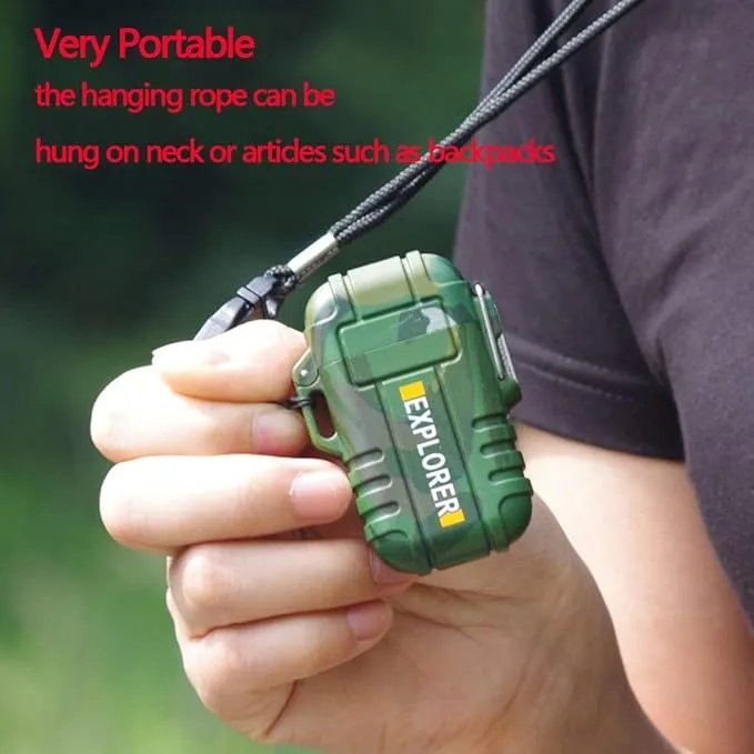Dual Arc Plasma Electric Rechargeable Flameless Lighter Waterproof Windproof for Camping, Hiking, Skiing, Outdoor Adventure (Blue)